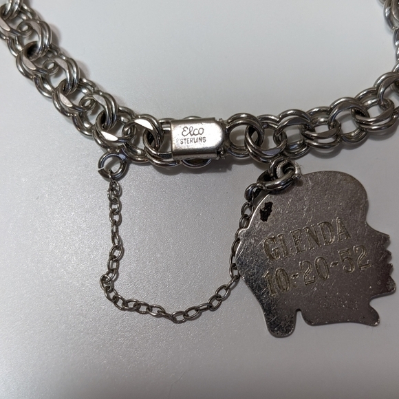 Elco Sterling Silver Charm Bracelet with 3 Girl Silhouette Charms - Picture 4 of 7